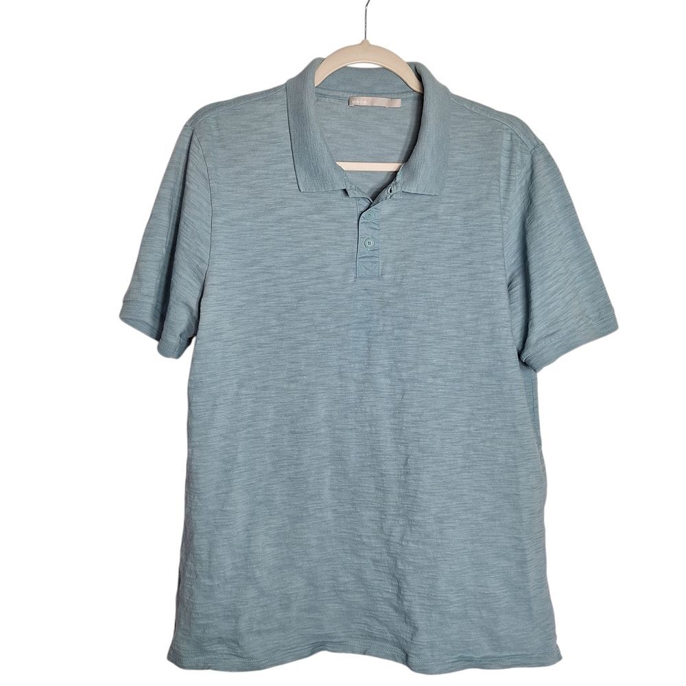 Vince Polo Shirt Short Sleeve Casual Blue Large Mens